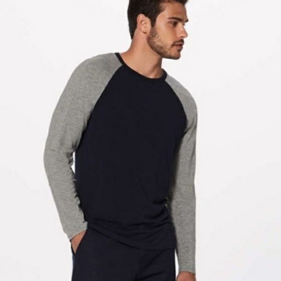 Lululemon Athletica Bodhi Long Sleeve Shirt Navy/Heathered Gray Medium - Picture 8 of 11